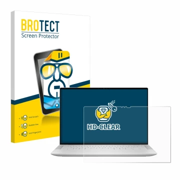 Vorderseite einer Produktverpackung mit dem Markenlogo BROTECT. Daneben ist das Gerät Dell XPS 14 9440 Touch mit dem zugehörig