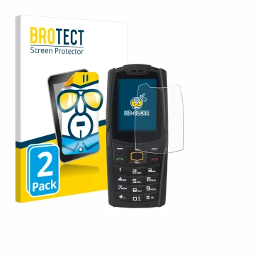 Vorderseite einer Produktverpackung mit dem Markenlogo BROTECT. Daneben ist das Gerät AGM M6 mit dem zugehörigen Displayschutz