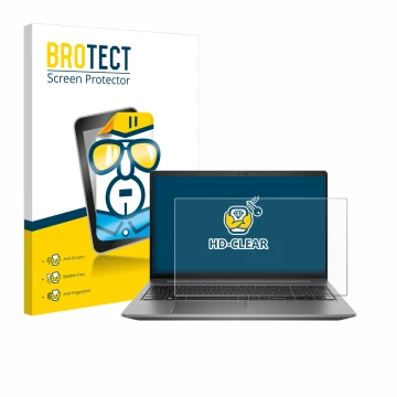 Vorderseite einer Produktverpackung mit dem Markenlogo BROTECT. Daneben ist das Gerät HP Zbook Power 15 G10 mit dem zugehörige