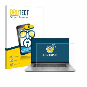 Vorderseite einer Produktverpackung mit dem Markenlogo BROTECT. Daneben ist das Gerät HP Zbook Studio 16 G10 mit dem zugehörig