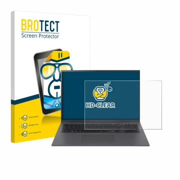 Vorderseite einer Produktverpackung mit dem Markenlogo BROTECT. Daneben ist das Gerät LG gram 17