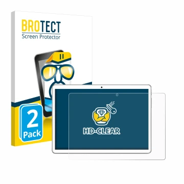 Vorderseite einer Produktverpackung mit dem Markenlogo BROTECT. Daneben ist das Gerät niuniutab KT107 mit dem zugehörigen Disp