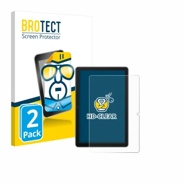 Vorderseite einer Produktverpackung mit dem Markenlogo BROTECT. Daneben ist das Gerät Blackview Tab 70 mit dem zugehörigen Dis