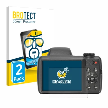 Vorderseite einer Produktverpackung mit dem Markenlogo BROTECT. Daneben ist das Gerät Kodak Pixpro AZ528 mit dem zugehörigen D
