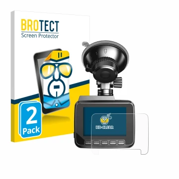 Vorderseite einer Produktverpackung mit dem Markenlogo BROTECT. Daneben ist das Gerät Azdome IT-G63D mit dem zugehörigen Displ