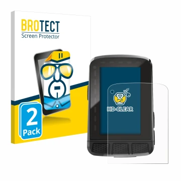 Vorderseite einer Produktverpackung mit dem Markenlogo BROTECT. Daneben ist das Gerät Wahoo Elemnt Roam V2 GPS mit dem zugehör