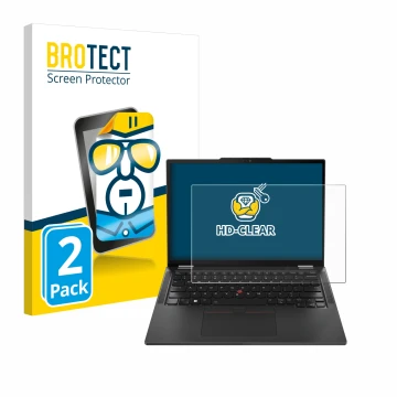 Vorderseite einer Produktverpackung mit dem Markenlogo BROTECT. Daneben ist das Gerät Lenovo ThinkPad X13 Gen 5 mit dem zugehö