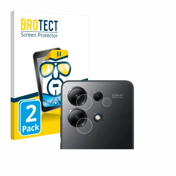 Vorderseite einer Produktverpackung mit dem Markenlogo BROTECT. Daneben ist das Gerät Xiaomi Redmi Note 13 4G (NUR Kameraschut