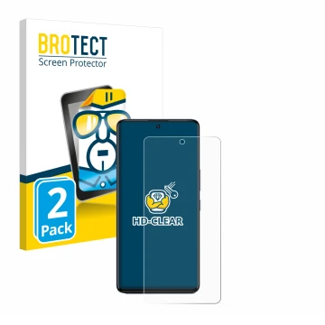 Vorderseite einer Produktverpackung mit dem Markenlogo BROTECT. Daneben ist das Gerät Infinix GT 20 Pro mit dem zugehörigen Di