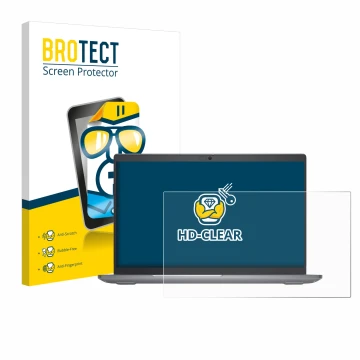 Vorderseite einer Produktverpackung mit dem Markenlogo BROTECT. Daneben ist das Gerät Dell Latitude 5550 Laptop mit dem zugehö