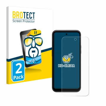 Vorderseite einer Produktverpackung mit dem Markenlogo BROTECT. Daneben ist das Gerät HMD XR21 mit dem zugehörigen Displayschu