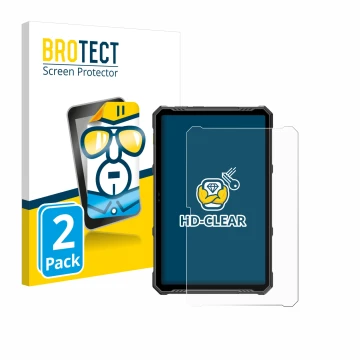 Vorderseite einer Produktverpackung mit dem Markenlogo BROTECT. Daneben ist das Gerät Ulefone Armor Pad 3 Pro mit dem zugehöri