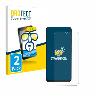 Vorderseite einer Produktverpackung mit dem Markenlogo BROTECT. Daneben ist das Gerät Doogee N55 Pro mit dem zugehörigen Displ