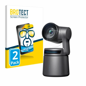 Vorderseite einer Produktverpackung mit dem Markenlogo BROTECT. Daneben ist das Gerät OBSBOT Tail Air mit dem zugehörigen Disp