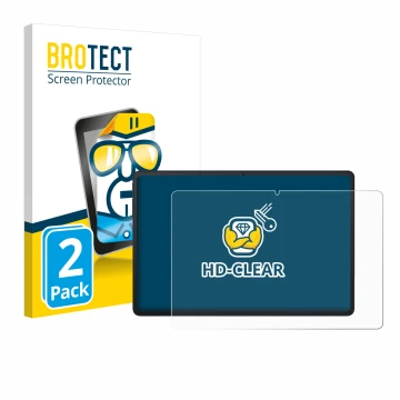 Vorderseite einer Produktverpackung mit dem Markenlogo BROTECT. Daneben ist das Gerät Blackview Tab 90 WiFi mit dem zugehörige