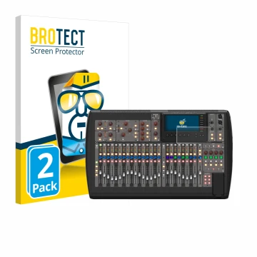 Vorderseite einer Produktverpackung mit dem Markenlogo BROTECT. Daneben ist das Gerät Behringer X32 mit dem zugehörigen Displa
