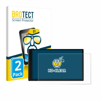 Vorderseite einer Produktverpackung mit dem Markenlogo BROTECT. Daneben ist das Gerät Garmin CamperVan mit dem zugehörigen Dis