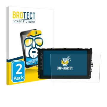 Vorderseite einer Produktverpackung mit dem Markenlogo BROTECT. Daneben ist das Gerät Dynavin D9-T6 mit dem zugehörigen Displa