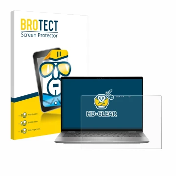 Vorderseite einer Produktverpackung mit dem Markenlogo BROTECT. Daneben ist das Gerät Dell Latitude 7350 2-in-1 mit dem zugehö