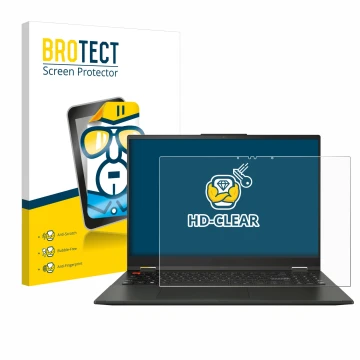 Vorderseite einer Produktverpackung mit dem Markenlogo BROTECT. Daneben ist das Gerät ASUS Vivobook S 16 Flip TN3604 mit dem z