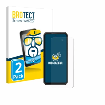 Vorderseite einer Produktverpackung mit dem Markenlogo BROTECT. Daneben ist das Gerät Ulefone Armor 25T Pro mit dem zugehörige