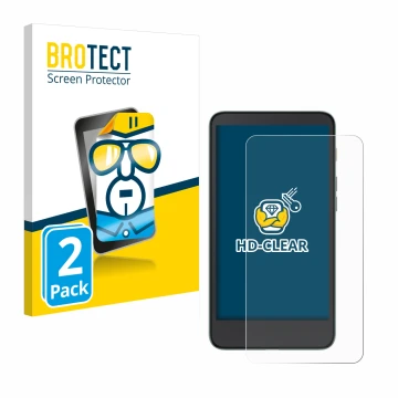 Vorderseite einer Produktverpackung mit dem Markenlogo BROTECT. Daneben ist das Gerät Xiaomi Moaan InkPalm 5 mit dem zugehörig