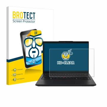 Vorderseite einer Produktverpackung mit dem Markenlogo BROTECT. Daneben ist das Gerät Lenovo ThinkPad L14 Gen 5 mit dem zugehö