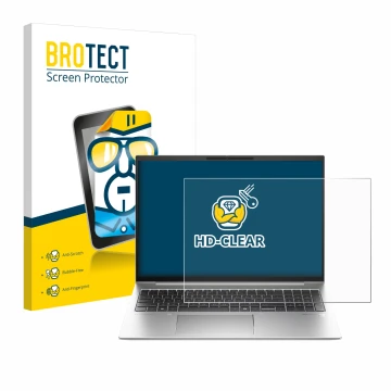 Vorderseite einer Produktverpackung mit dem Markenlogo BROTECT. Daneben ist das Gerät HP EliteBook 845 G11 mit dem zugehörigen