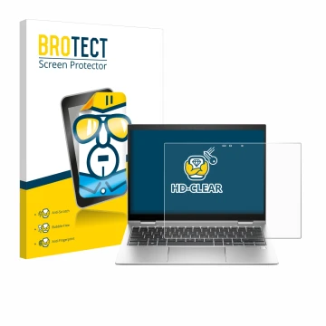 Vorderseite einer Produktverpackung mit dem Markenlogo BROTECT. Daneben ist das Gerät HP Elite x360 830 G11 2-in-1 mit dem zug