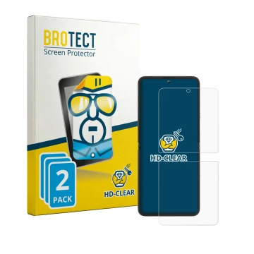 Vorderseite einer Produktverpackung mit dem Markenlogo BROTECT. Daneben ist das Gerät Blackview Hero 10 (Vorderes Display) mit