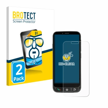 Vorderseite einer Produktverpackung mit dem Markenlogo BROTECT. Daneben ist das Gerät SPC Zeus 4G Pro mit dem zugehörigen Disp