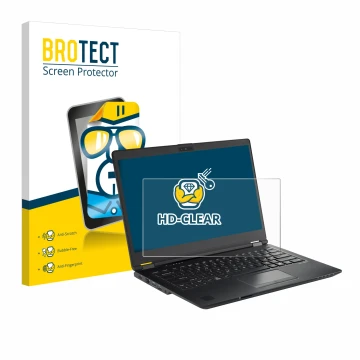 Vorderseite einer Produktverpackung mit dem Markenlogo BROTECT. Daneben ist das Gerät Fujitsu Lifebook U7410 mit dem zugehörig