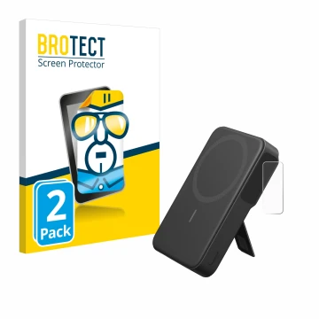 Vorderseite einer Produktverpackung mit dem Markenlogo BROTECT. Daneben ist das Gerät Anker MagGo mit dem zugehörigen Displays