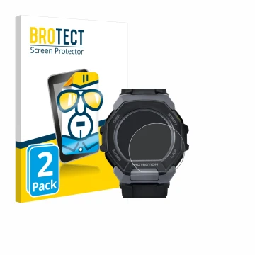 Vorderseite einer Produktverpackung mit dem Markenlogo BROTECT. Daneben ist das Gerät Casio G-Shock G-Squad GBD-300 mit dem zu