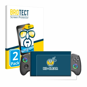 Vorderseite einer Produktverpackung mit dem Markenlogo BROTECT. Daneben ist das Gerät OneXPlayer X1 Mini mit dem zugehörigen D