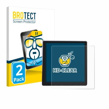 Vorderseite einer Produktverpackung mit dem Markenlogo BROTECT. Daneben ist das Gerät Shelly Wall Display mit dem zugehörigen 