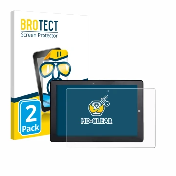 Vorderseite einer Produktverpackung mit dem Markenlogo BROTECT. Daneben ist das Gerät Awow AiBook 10 mit dem zugehörigen Displ