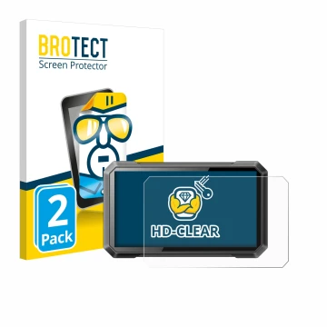 Vorderseite einer Produktverpackung mit dem Markenlogo BROTECT. Daneben ist das Gerät Ricoel Motorcycle CarPlay C7 II mit dem 