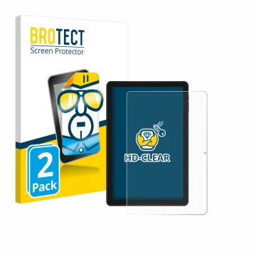 Vorderseite einer Produktverpackung mit dem Markenlogo BROTECT. Daneben ist das Gerät Doogee T10W mit dem zugehörigen Displays