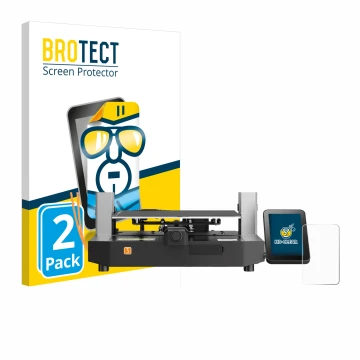 Vorderseite einer Produktverpackung mit dem Markenlogo BROTECT. Daneben ist das Gerät Anycubic Kobra 3 mit dem zugehörigen Dis