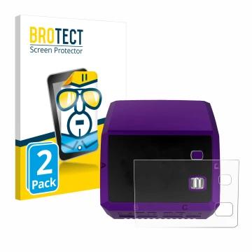 Vorderseite einer Produktverpackung mit dem Markenlogo BROTECT. Daneben ist das Gerät SkyRc Q200 neo mit dem zugehörigen Displ