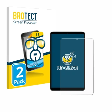 Vorderseite einer Produktverpackung mit dem Markenlogo BROTECT. Daneben ist das Gerät Xiaomi Redmi Pad SE 8.7 mit dem zugehöri