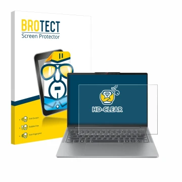 Vorderseite einer Produktverpackung mit dem Markenlogo BROTECT. Daneben ist das Gerät Lenovo IdeaPad Pro 5 14AHP9 mit dem zuge