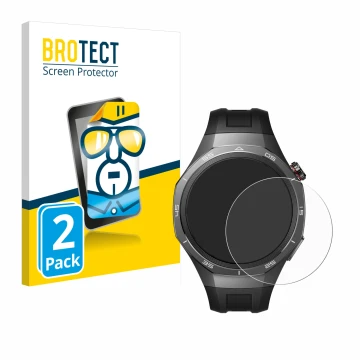 Vorderseite einer Produktverpackung mit dem Markenlogo BROTECT. Daneben ist das Gerät Huawei Watch GT 5 Pro (46 mm) mit dem zu