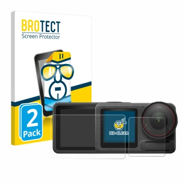 Vorderseite einer Produktverpackung mit dem Markenlogo BROTECT. Daneben ist das Gerät DJI Osmo Action 5 Pro mit dem zugehörige