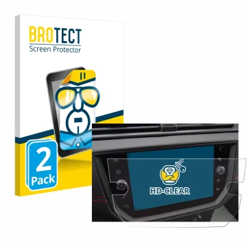 Vorderseite einer Produktverpackung mit dem Markenlogo BROTECT. Daneben ist das Gerät Seat Arona FR Stereo BJ 2019 mit dem zug