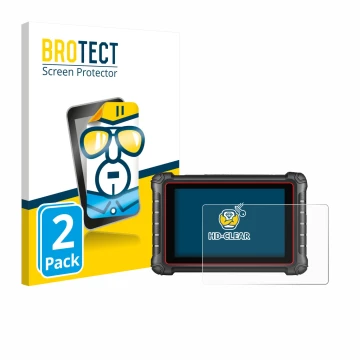 Vorderseite einer Produktverpackung mit dem Markenlogo BROTECT. Daneben ist das Gerät Autel MK900BT mit dem zugehörigen Displa