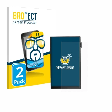 Vorderseite einer Produktverpackung mit dem Markenlogo BROTECT. Daneben ist das Gerät iBasso DX180 mit dem zugehörigen Display