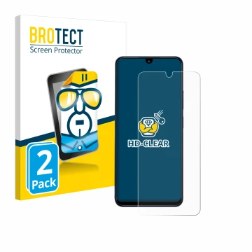 Vorderseite einer Produktverpackung mit dem Markenlogo BROTECT. Daneben ist das Gerät Xiaomi Redmi 14C mit dem zugehörigen Dis