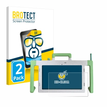 Vorderseite einer Produktverpackung mit dem Markenlogo BROTECT. Daneben ist das Gerät Telemarie Tablet 10.1